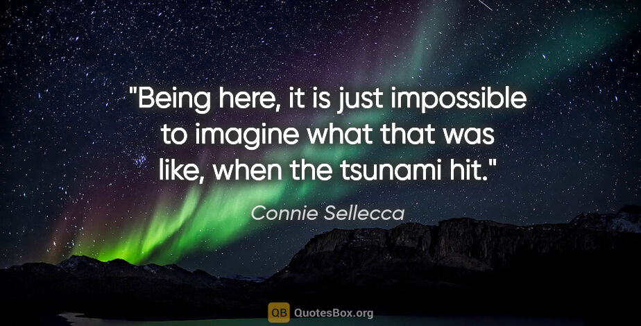 Connie Sellecca quote: "Being here, it is just impossible to imagine what that was..."