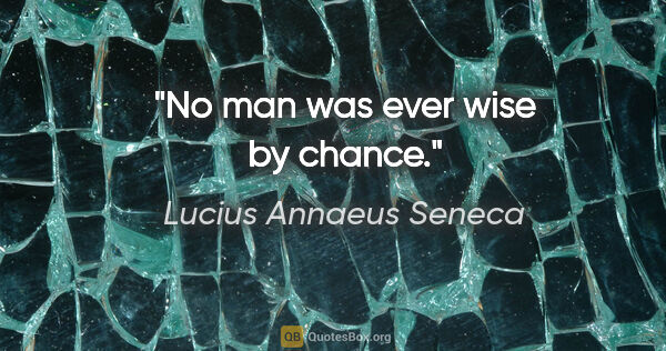 Lucius Annaeus Seneca quote: "No man was ever wise by chance."