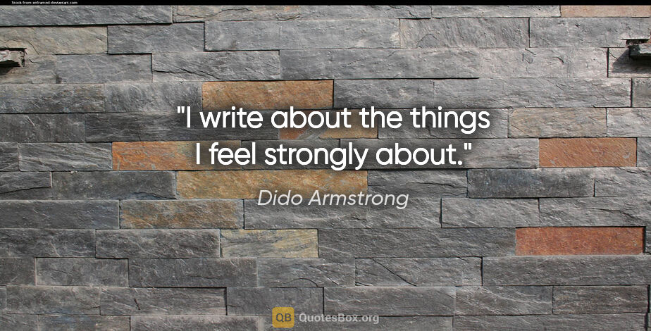 Dido Armstrong quote: "I write about the things I feel strongly about."