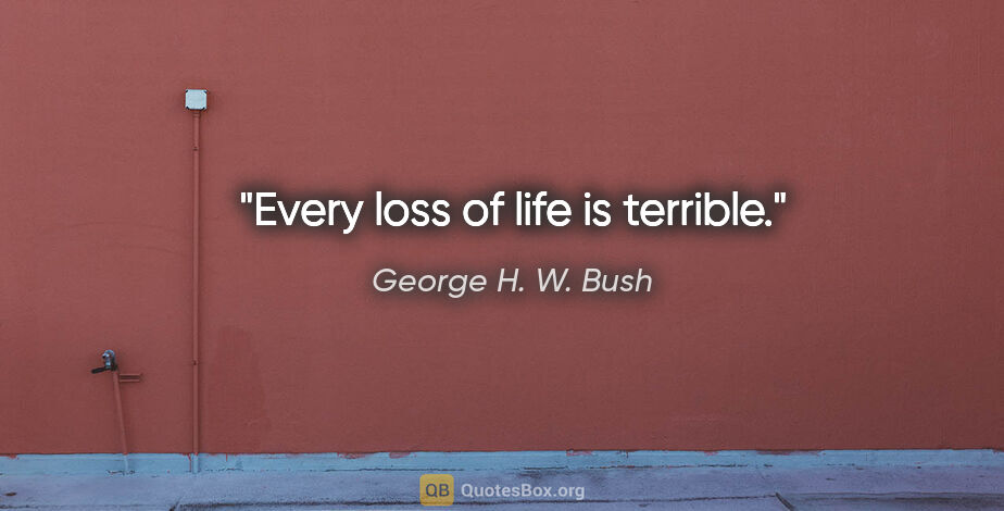 George H. W. Bush quote: "Every loss of life is terrible."