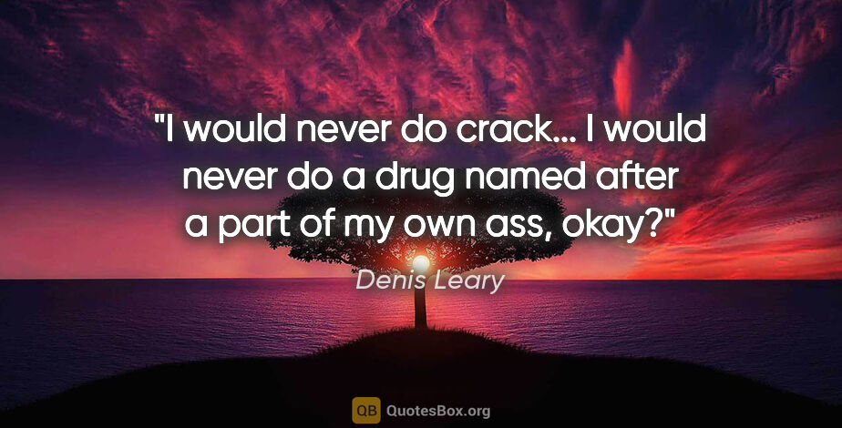 Denis Leary quote: "I would never do crack... I would never do a drug named after..."