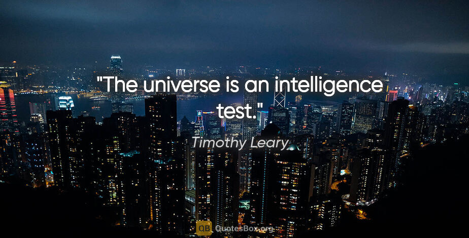 Timothy Leary quote: "The universe is an intelligence test."