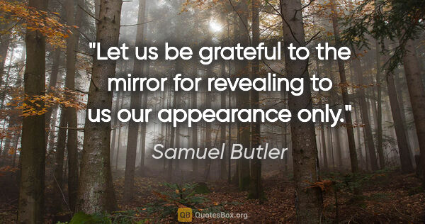 Samuel Butler quote: "Let us be grateful to the mirror for revealing to us our..."