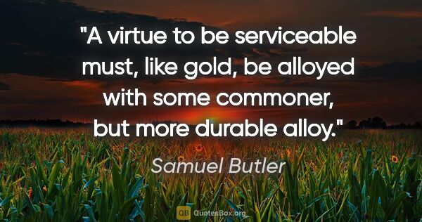 Samuel Butler quote: "A virtue to be serviceable must, like gold, be alloyed with..."