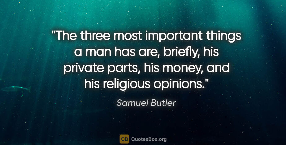 Samuel Butler quote: "The three most important things a man has are, briefly, his..."