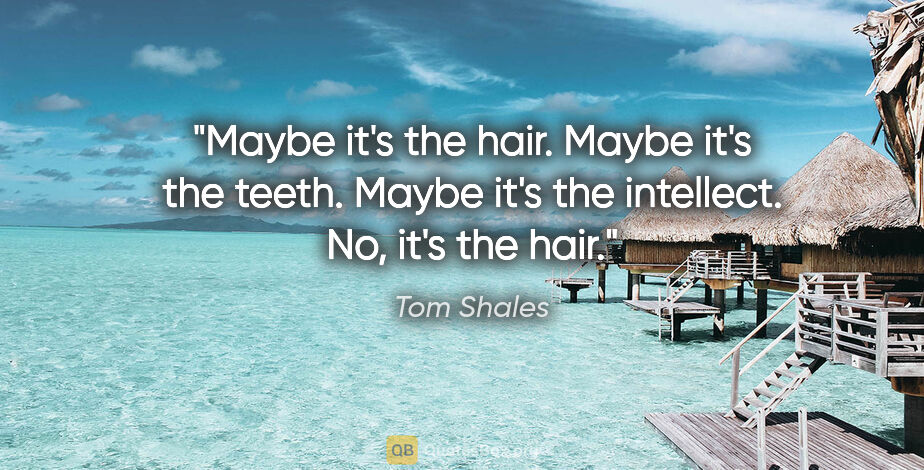 Tom Shales quote: "Maybe it's the hair. Maybe it's the teeth. Maybe it's the..."
