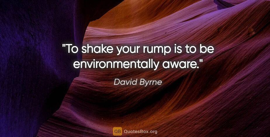 David Byrne quote: "To shake your rump is to be environmentally aware."