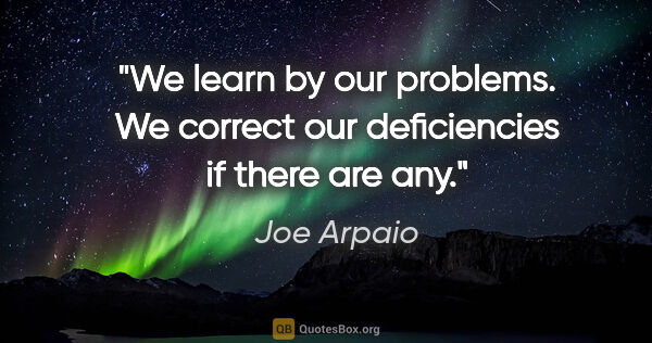 Joe Arpaio quote: "We learn by our problems. We correct our deficiencies if there..."