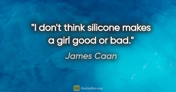 James Caan quote: "I don't think silicone makes a girl good or bad."