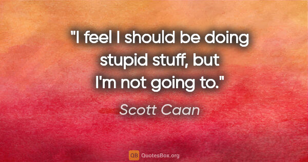 Scott Caan quote: "I feel I should be doing stupid stuff, but I'm not going to."