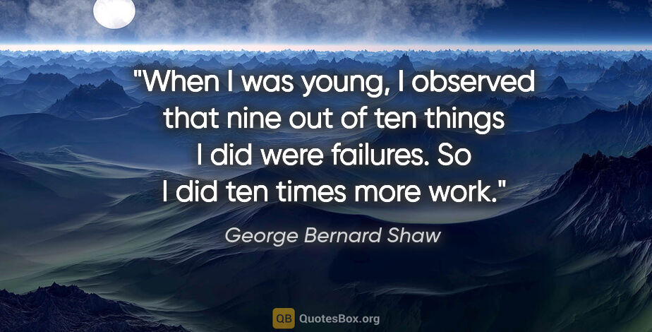 George Bernard Shaw quote: "When I was young, I observed that nine out of ten things I did..."