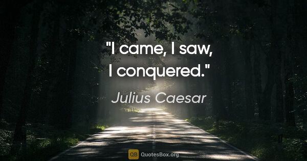 Julius Caesar quote: "I came, I saw, I conquered."