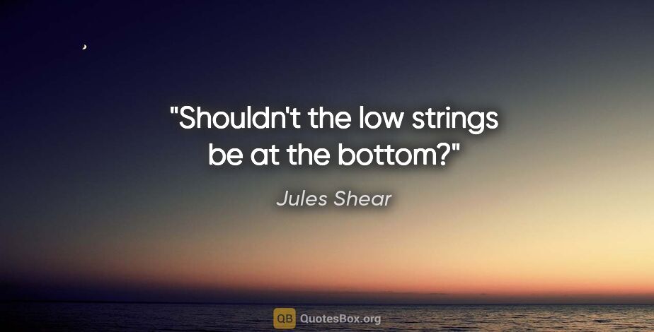 Jules Shear quote: "Shouldn't the low strings be at the bottom?"