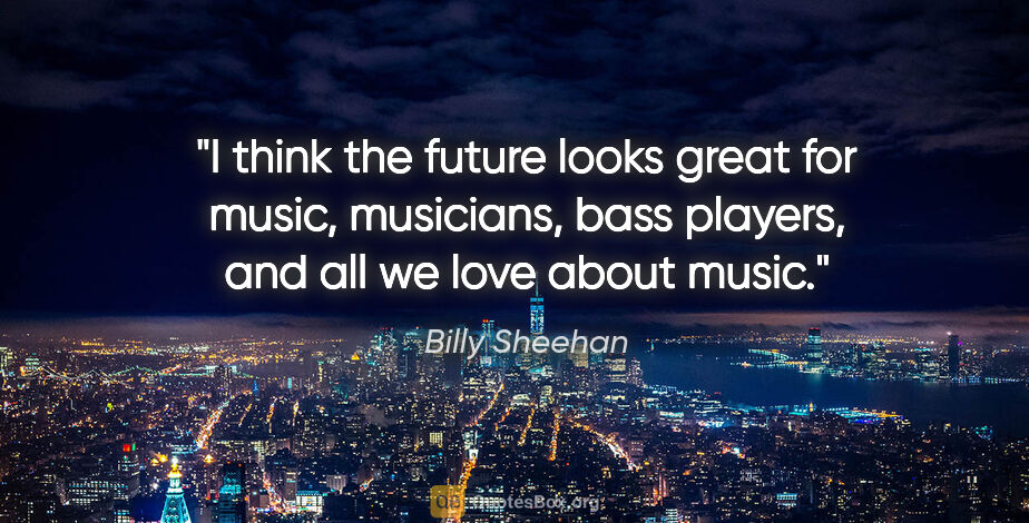Billy Sheehan quote: "I think the future looks great for music, musicians, bass..."