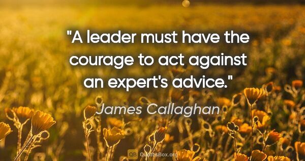 James Callaghan quote: "A leader must have the courage to act against an expert's advice."