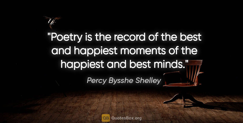Percy Bysshe Shelley quote: "Poetry is the record of the best and happiest moments of the..."