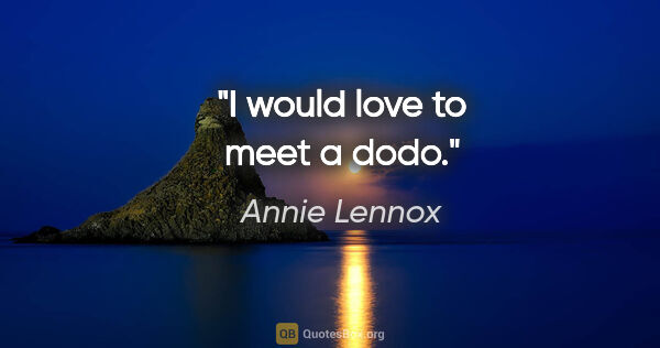 Annie Lennox quote: "I would love to meet a dodo."