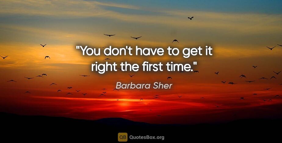 Barbara Sher quote: "You don't have to get it right the first time."