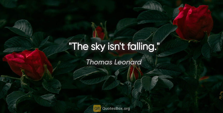 Thomas Leonard quote: "The sky isn't falling."