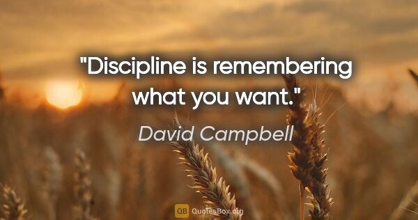 David Campbell quote: "Discipline is remembering what you want."