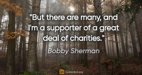 Bobby Sherman quote: "But there are many, and I'm a supporter of a great deal of..."