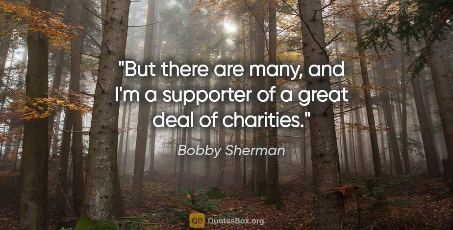 Bobby Sherman quote: "But there are many, and I'm a supporter of a great deal of..."