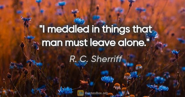 R. C. Sherriff quote: "I meddled in things that man must leave alone."