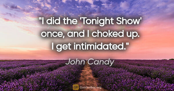 John Candy quote: "I did the 'Tonight Show' once, and I choked up. I get..."