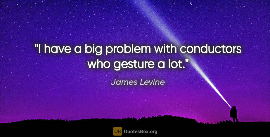 James Levine quote: "I have a big problem with conductors who gesture a lot."