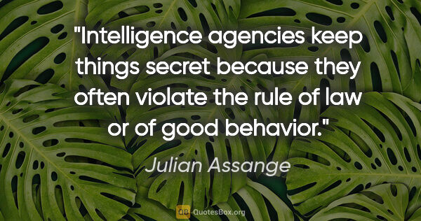 Julian Assange quote: "Intelligence agencies keep things secret because they often..."