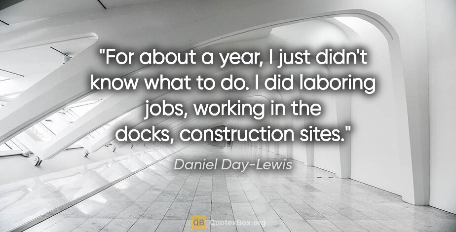 Daniel Day-Lewis quote: "For about a year, I just didn't know what to do. I did..."