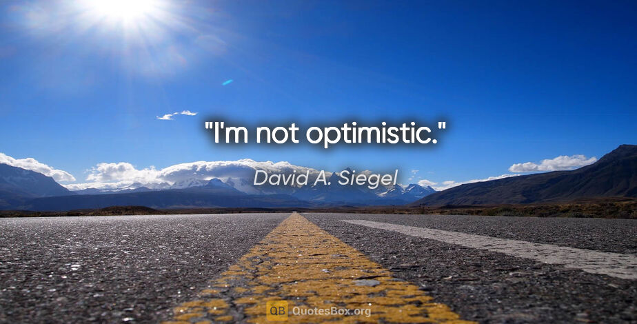 David A. Siegel quote: "I'm not optimistic."