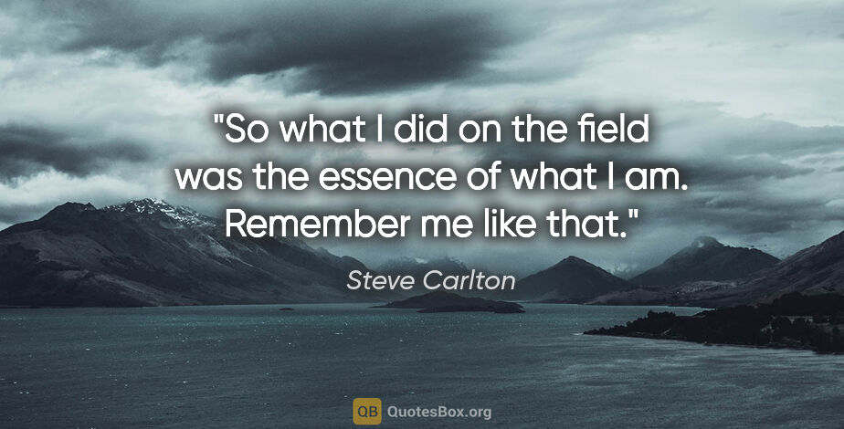 Steve Carlton quote: "So what I did on the field was the essence of what I am...."