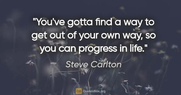 Steve Carlton quote: "You've gotta find a way to get out of your own way, so you can..."