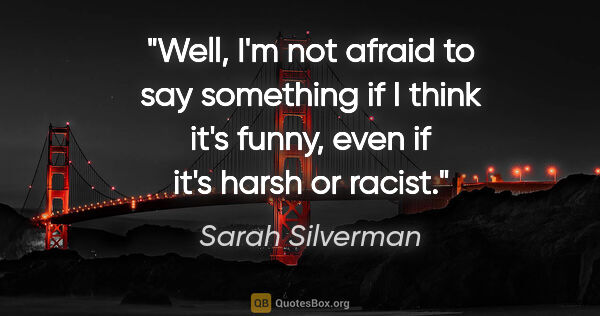 Sarah Silverman quote: "Well, I'm not afraid to say something if I think it's funny,..."