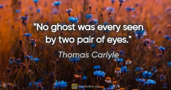 Thomas Carlyle quote: "No ghost was every seen by two pair of eyes."