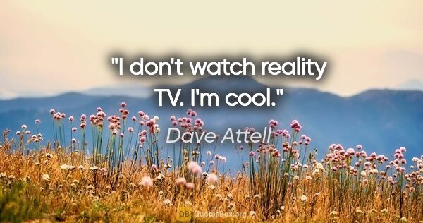 Dave Attell quote: "I don't watch reality TV. I'm cool."