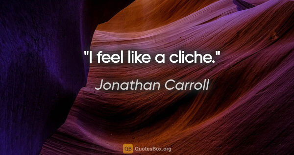 Jonathan Carroll quote: "I feel like a cliche."