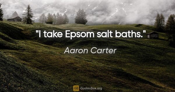 Aaron Carter quote: "I take Epsom salt baths."