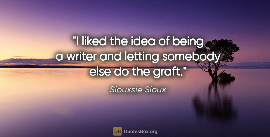 Siouxsie Sioux quote: "I liked the idea of being a writer and letting somebody else..."