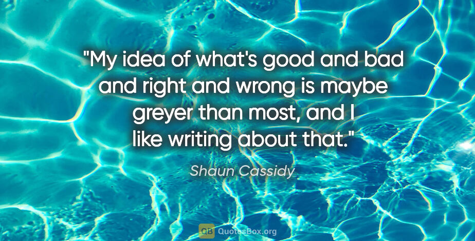 Shaun Cassidy quote: "My idea of what's good and bad and right and wrong is maybe..."
