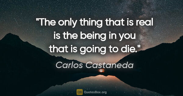 Carlos Castaneda quote: "The only thing that is real is the being in you that is going..."