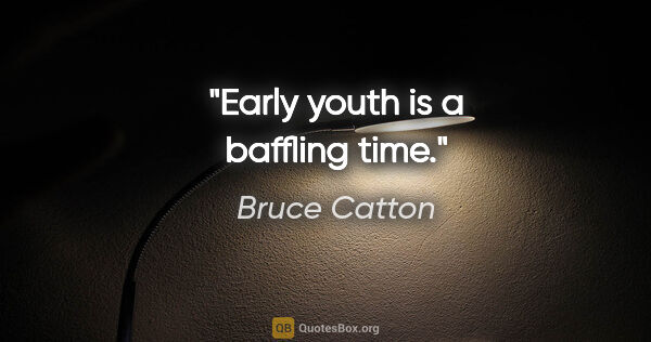 Bruce Catton quote: "Early youth is a baffling time."