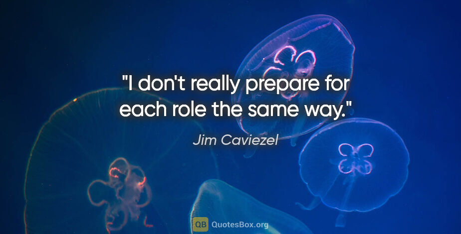 Jim Caviezel quote: "I don't really prepare for each role the same way."