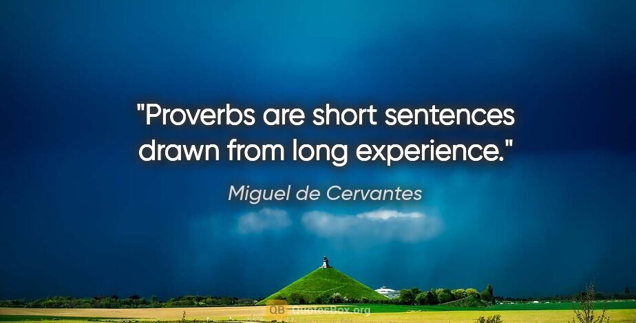 Miguel de Cervantes quote: "Proverbs are short sentences drawn from long experience."