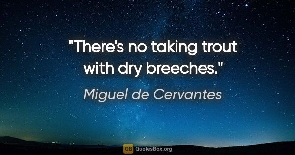 Miguel de Cervantes quote: "There's no taking trout with dry breeches."