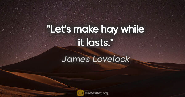 James Lovelock quote: "Let's make hay while it lasts."