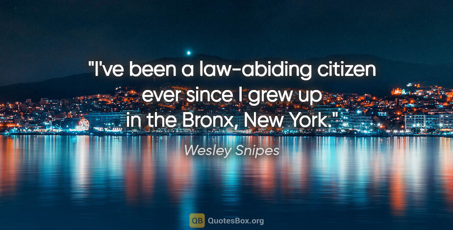 Wesley Snipes quote: "I've been a law-abiding citizen ever since I grew up in the..."