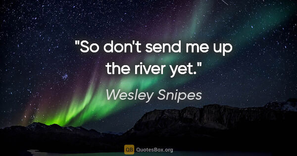 Wesley Snipes quote: "So don't send me up the river yet."