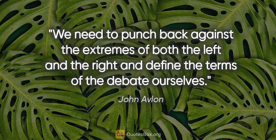 John Avlon quote: "We need to punch back against the extremes of both the left..."